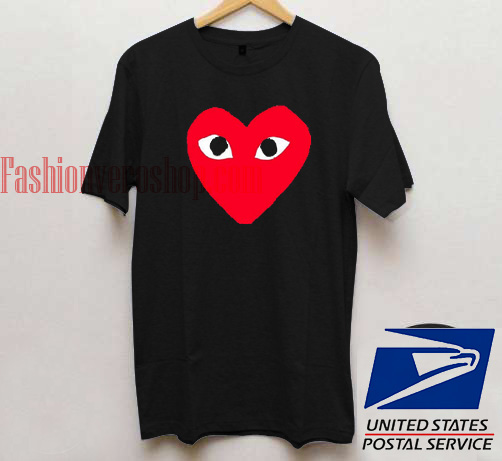 shirt with red heart and eyes