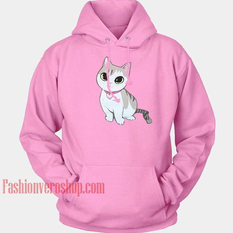 Menchie The Cat Light Pink HOODIE - Unisex Adult Clothing